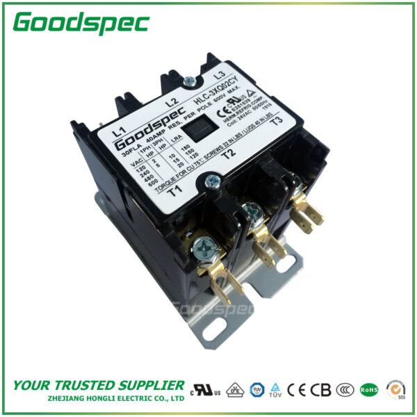 BRAH BDP3P25A24V Definite Purpose Contactor – 25A, 3 Pole, 24VAC Coil, 600V, 50/60Hz, Elite Series